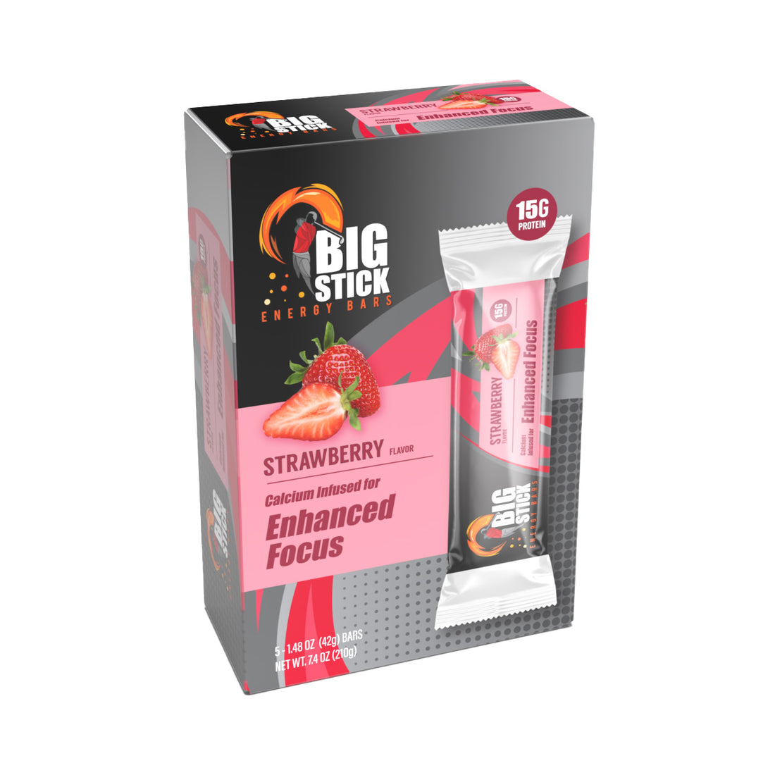Strawberry BIG STICK ENERGY Protein Bar - 5 Pack – BIG Stick Energy